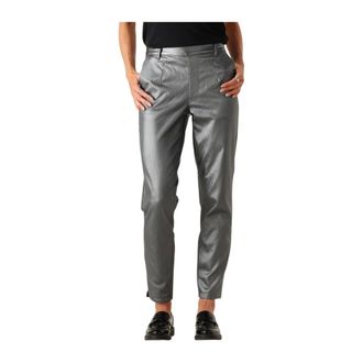 Object Object, Broeken, Dames, Grijs, S, Grijze Coated Pantalon voor Vrouwen