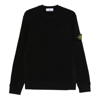 Stone Island Sweatshirts, male, Black, Size: XL Waffle Knit Sweatshirt