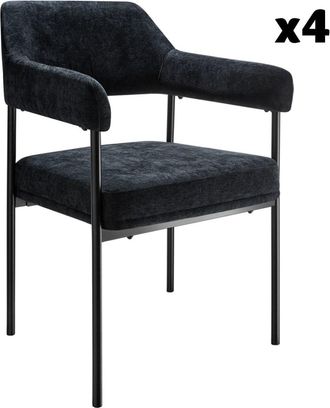 TecTake 4 sillas de comedor de tejido, 120 kg, 58 x 62 x 85 cm, negro