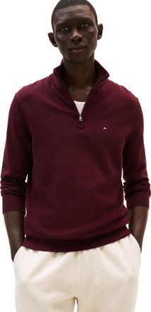 Tommy Hilfiger Mens Lightweight Pullover Quarter Zip Sweater, Deep Burgundy, XXL