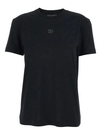 Dolce & Gabbana T-shirt girocollo con logo ricamato - Nero