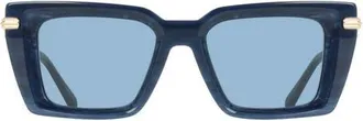 Ferragamo 52mm Rectangular Sunglasses in Blue Horn at Nordstrom
