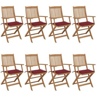 vidaXL Sillas De Jard&iacute;n Plegables 8 Uds Y Cojines Madera Maciza Acacia Vidaxl