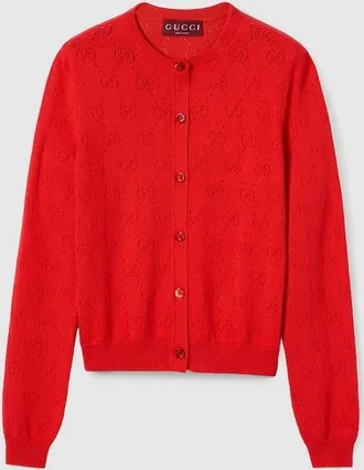 Gucci GG Pointelle Cotton Silk Cardigan, Pink, Ready-to-wear