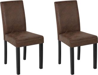 Beliani Silla de comedor de piel sint&eacute;tica marr&oacute;n