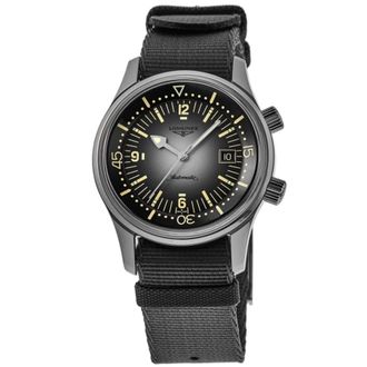 Longines Legend Diver Automatic Grey Dial Nylon Strap Mens Watch L3.774.4.70.2