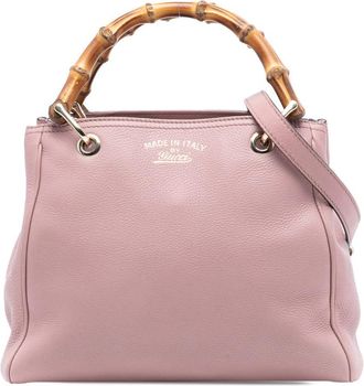 Gucci Pre-owned Gucci Small Calfskin Bamboo Shopper Satchel Ladies 336032 520981