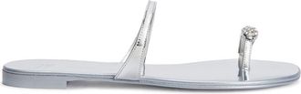 Giuseppe Zanotti Ring flat sandals - women - Other fibres - 38.5 - Silver
