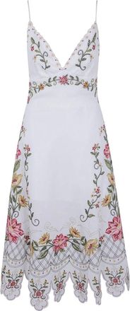 Farm Rio Jurk met bloemenborduurwerk en asymmetrische zoom - Dames - Casual kleedjes - Veelkleurig - S - Leer - Kleedjes