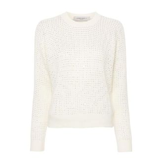 Golden Goose Witte Crewneck Sweatshirt - Dames - Ronde hals truien - Wit - S - Wol - Truien & Vesten
