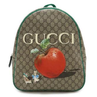 Gucci Vintage, unisex, Groen, ONE Size, Leer, Pre-owned GG Supreme Backpack PVC Leather