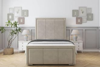 Sloomy Lancaster Plush Frame-Mattress - 50 Upholstered Headboard in Cream | Size: Super King