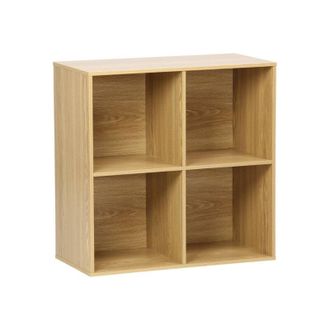 Sweeek Shelf / Bookcase with Light Wood-Effect Finish, 4 Compartments, w 70 x d 35 x h 70 cm - Kompo