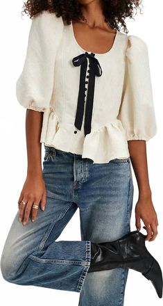 Free People Pamela Bow Top In White Alyssum