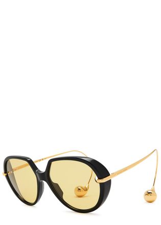 Bottega Veneta Drop Oversized Sunglasses - Black - One Size