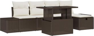 vidaXL Vidaxl - Garden Sofa Set Height-Adjustable 6 pcs Brown Poly Rattan