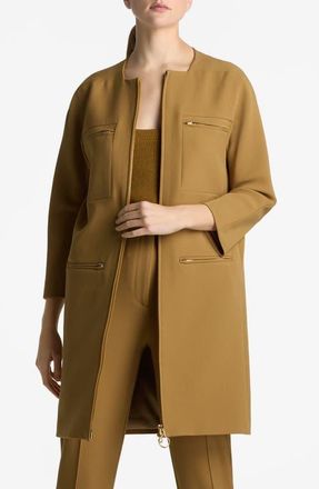 St. John Stretch Crepe Longline Jacket in Hazel at Nordstrom, Size X-Small