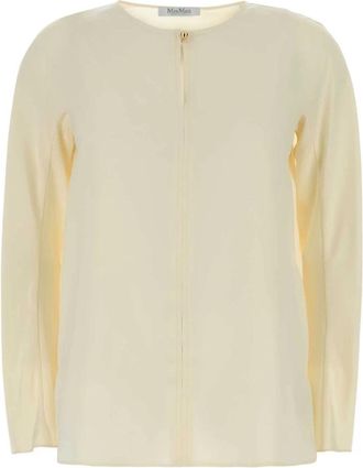 Max Mara Mitico Blouse met sleutelgatdetail - Dames - Blouses - Wit - 2XS - Overhemden