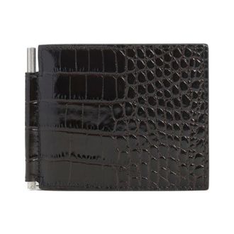 Tom Ford Wallets & Cardholders, male, Brown, ONE SIZE, Crocodile-print Bi-fold Wallet