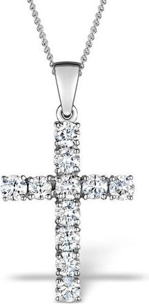The Diamond Store 1 Carat Cross Lab Diamond Necklace Pendant in 9K White Gold