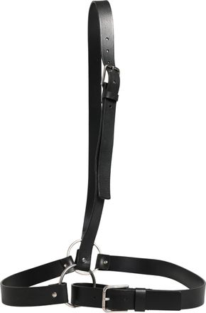 Dolce & Gabbana Black Double Strap Leather Silver Buckle Mens Belt