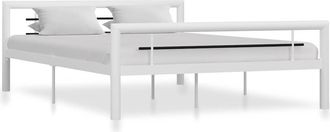 vidaXL Vidaxl - Estructura De Cama Sin Colch&oacute;n Metal Blanco Y Negro 140x200 Cm