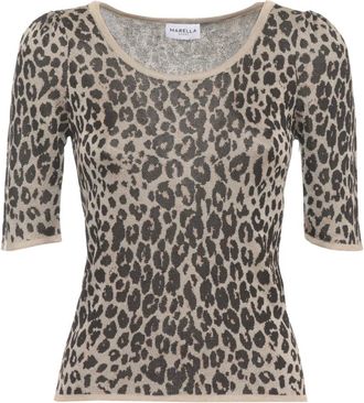 Marella Truien & Vesten, Dames, Beige, M, Zinnia Luipaardprint Top