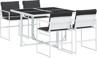 vidaXL Juego De Comedor De Jard&iacute;n 5 Pzas Con Cojines Textilene Blanco Vidaxl