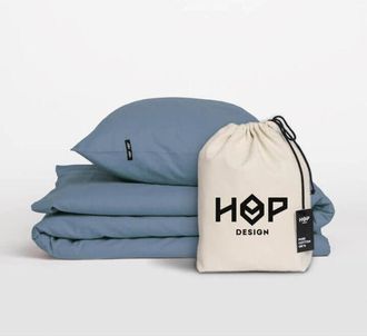 OEM Juego De Cama Pure - Puro Algod&oacute;n - Gris Azulado 160/200 Cm + 2 Fundas De Almohada 70/80 Cm