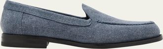 Manolo Blahnik Dineguardo Denim Easy Loafers