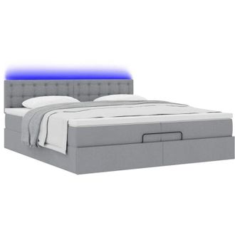 vidaXL Estructura De Cama Otomana Colchones Tela Gris Claro 200x200cm Vidaxl