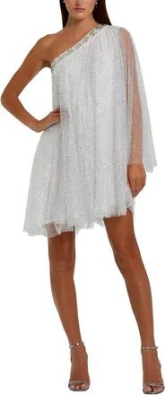 Mac Duggal One Shoulder Embellished Tulle Mini Dress