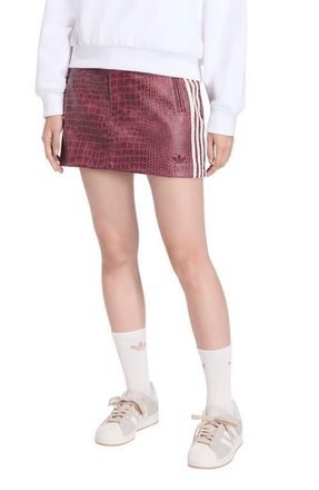 adidas Originals Croc Embossed Faux Leather Miniskirt in Maroon at Nordstrom, Size 2
