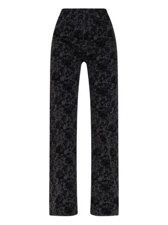 R13 floral-jacquard straight-leg jeans - women - Cotton/Viscose/Elastane - 28 - Black