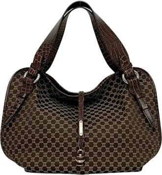 Celine Brown Canvas Leather Tote Bag (Pre-Owned)