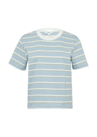 s.Oliver T-Shirt S.OLIVER, Damen, Gr. 36, blau, Jersey, Obermaterial: 100% Baumwolle, gestreift, regular fit taillenbedeckt, Rundhals, Shirts T-Shirt, mit Stre