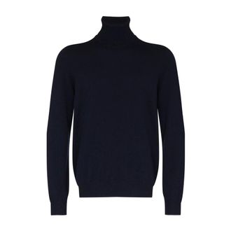 Brunello Cucinelli Brunello Cucinelli, Cashmere Knitwear, male, Blue, Size: XL Navy Blue Cashmere Turtleneck Sweater