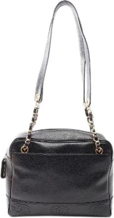 Chanel Pre-owned Triple Coco Grained Calf Shoulder Bag - Dames - Vintage Schoudertas - Zwart - ONE Size - Leer - Vintage