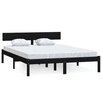 Berkfield Home Bed Frame Black Solid Wood Pine 120x200 cm | Size: Small Double