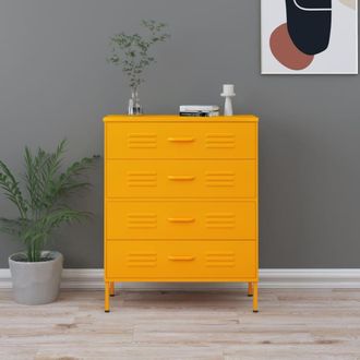 vidaXL Armario De Cajones De Acero Amarillo Mostaza 80x35x101,5 Cm Vidaxl