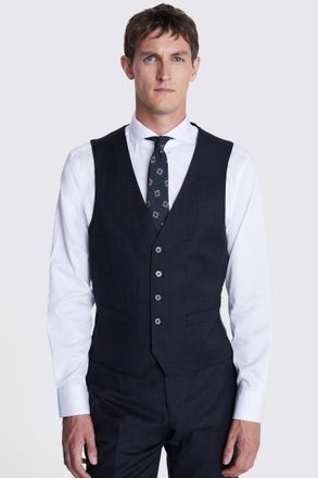 Moss Regular Fit Charcoal Twill Waistcoat