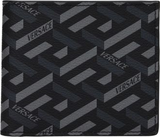 Versace Herrens Geldb&ouml;rse Stoff Schwarz/Grau