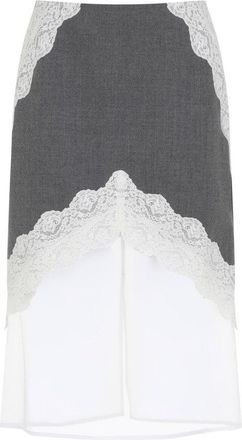 Jil Sander High Waist Gray Wool Skirt With Organza Hem
