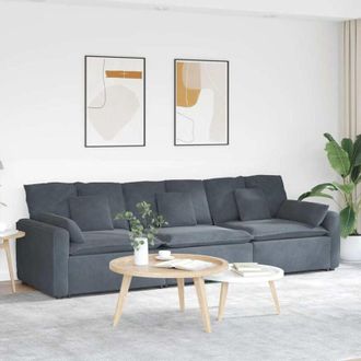 vidaXL Vidaxl - Divano Modulare con Cuscini Grigio Scuro