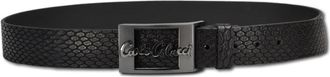 Carlo Colucci Leren Riem met Reptielreli&euml;f - Heren - Riemen - Zwart - 115 CM - Leer - Accessoires