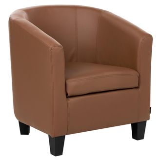 Beliani Sill&oacute;n Club Tapizado En Piel Sint&eacute;tica Respaldo Bajo Butaca Decorativa Marr&oacute;n Borwick
