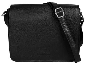Bruno Banani Umh&auml;ngetasche BRUNO BANANI, Damen, Gr. B/H/T: 24cm x 19cm x 7cm onesize, schwarz, Leder, leicht gl&auml;nzend, unifarben, Taschen Umh&auml;ngetasche, echt Leder