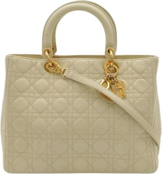Dior Pre-owned Lady Dior Leather 2way Bag - Dames - Vintage Handtas - Beige - ONE Size - Leer - Vintage
