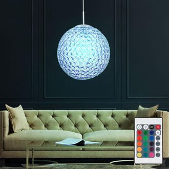 ETC Shop Lampada A Sospensione A Led Rgb Da 9 Watt Lampada A Sospensione A Sfera Di Cristallo Con Illuminazione Che Cambia Colore