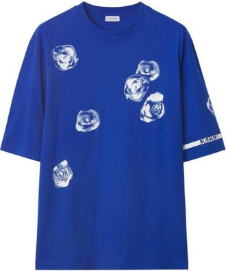 Burberry Rose Print Cotton Jersey T-Shirt, Size XX-Small